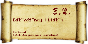 Böröndy Milán névjegykártya