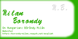 milan borondy business card