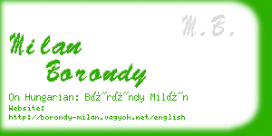 milan borondy business card